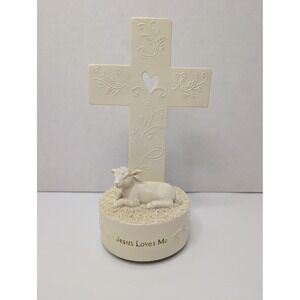 Demdaco Jesus Loves Me Musical Cross Figurine Lamb Nursery Decor 1004340332 8in